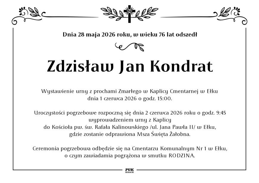 Zdzisław Jan Kondrat - nekrolog